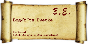 Bogáts Evetke névjegykártya